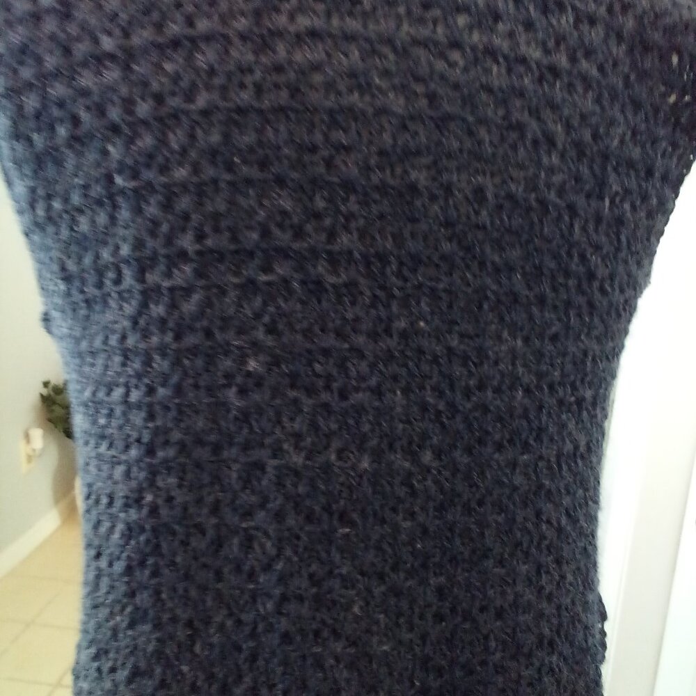 Hand Crafted Crochet Cover-up vest, size large, navy - Picture 3 of 6